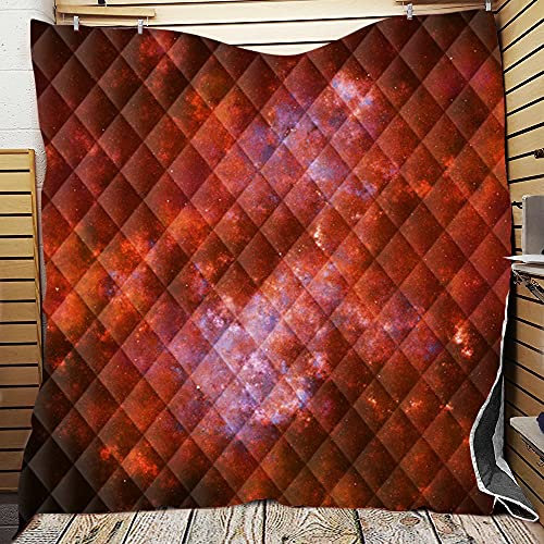 Chickw1 Tagesdecke Bettüberwurf Gesteppt, Mikrofaser Galaxis Drucken Tagesdecke Schlafzimmer Steppdecke Decke Überwurf Wohnzimmer Sofaüberwurf für Einzelbett Doppelbett (180x200cm,Rot)