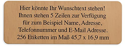Adress-Aufkleber | PERSONALISIERT | 256 Stück | kleine Etiketten mit Wunsch-Text - Fotomotiv Farbe Holzmuster 5 | für Namen und Adressen