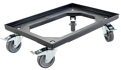 Karton EU Transportroller für Boxen 60 x 40 cm mit 4 Bremsen Schwarz und 4 Lenkrollen Rollwagen Euroboxen Eurobehälter