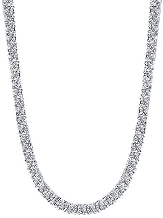 Mesnt Kette Edelstahl Damen Ohne Anhänger, Kette 5mm Iced Out Tenniskette mit CZ Silber für Männer/Frauen 61cm