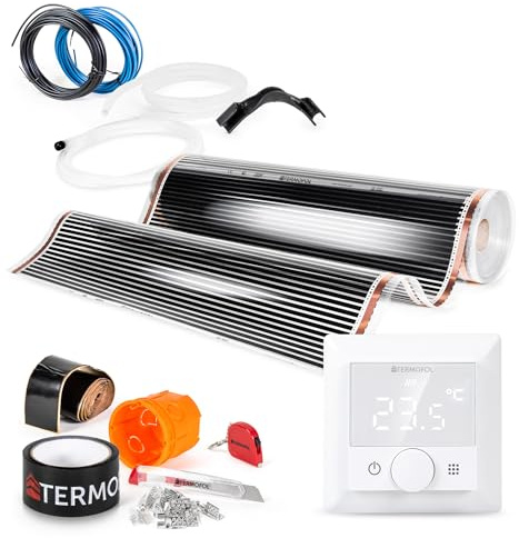 Termofol Riscaldamento Elettrico a Pavimento Set - Kit Riscaldamento con Termostato H5 Riscaldamento ausiliario Potenza 60W/m² - Superficie 8 m² Riscaldamento Elettrico a Pavimento