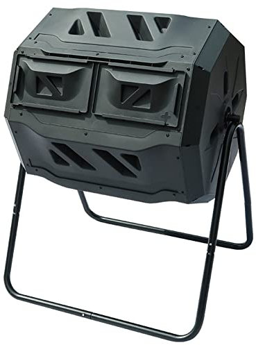 Composteur de jardin, composteur à culbutage à double chambre, composteur rotatif de 160 litres pour l'extérieur, sans BPA, pour un compostage propre et rapide des déchets, pour créer un sol fertile