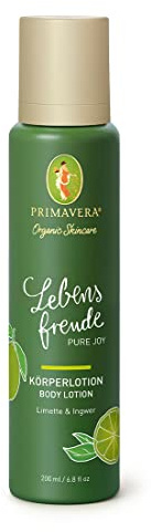 PRIMAVERA Lebensfreude Körperlotion 200 ml – Bodylotion, Naturkosmetik – Limette, Ingwer Duft – schnell einziehend, pflegt, stärkt – vegan
