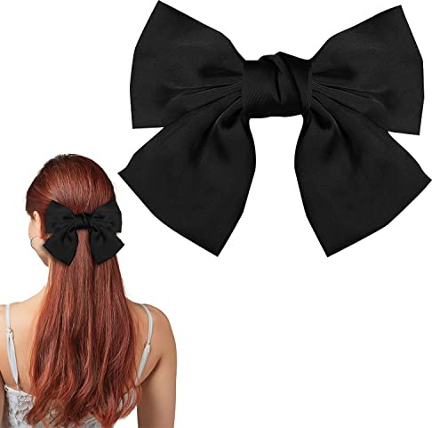 Schleifen-Haarspange für Damen und Mädchen - Französische Große Schleife, Haarschleifen (Schwarz)