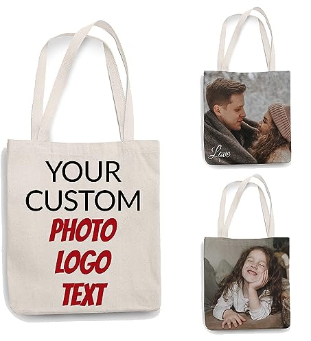 Sac fourre-tout personnalisé pour femme, sac à bandoulière personnalisé avec photo, logo, texte, grande capacité, réutilisable, adapté pour les affaires, les voyages, le shopping, le pique-nique.
