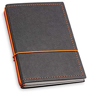 X17- A6 Terminplaner/Organizer 2026 | 12-Monats-Kalender | schwarz + orange, vegan! Deutsches Zellulose-Material. Austauschbare Hefte: Wochenkalender Classic + 1x Notizen blanko