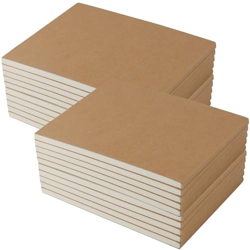 MOUYAT Lot de 20 carnets à rabat A6, 60 feuilles et 120 pages avec couverture en kraft vierge, petit carnet de croquis de poche pour dessin, croquis, prise de notes, journal, 14 x 10,2 cm