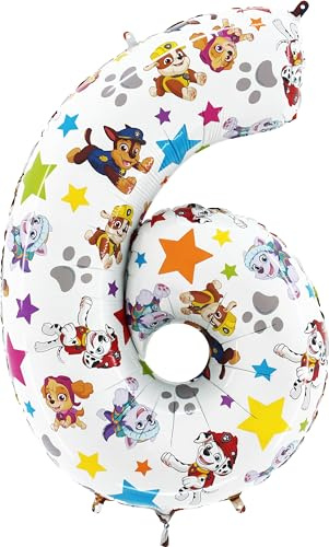 Toyland® 26 Zoll Paw Patrol Zahlen-Folienballon – Kinder-Partyballons – Nummer 1–6 Erhältlich (ZAHL 6)