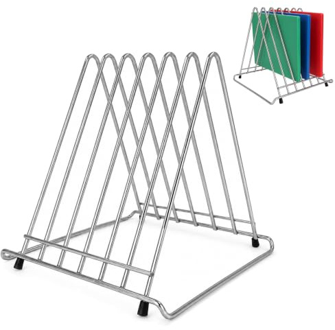 Chabrias Chopping Board Rack With Six Slots, Cooking Book Organizer, Serving Tray Organizer, Art Board Holder, Space-saving Kitchen Rack, Kitchen Storage Solution