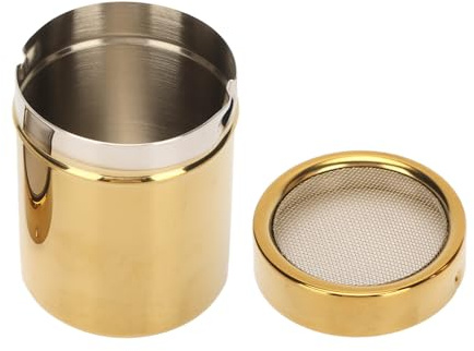 Distributeur De Poudre, Plumeau De Sucre En Poudre En Acier Inoxydable, Sucrier En Poudre à Mailles Fines Dorées Pour la Cuisine