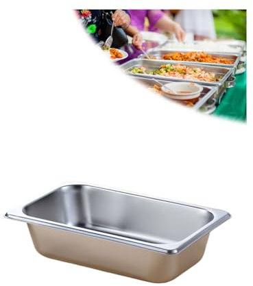 NJDQFA Edelstahl Warmhaltebehälter Panierschalen,Beilagenbehälter Für Gastro Et Küche,Gastro Behälter Zutatenbehälter,1/4（26.5 * 16.2cm）,6.5cm