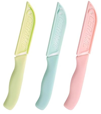 MAEXUS Schälmesser mit Schutzhülle, 3er Keramikmesser Set, Fruchtmesser Keramikmesser Schälmesser Kleines Scharfes Küchenmesser Ergonomisches Keramikmesser für Gemüse und Obst Kochen
