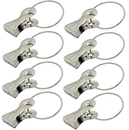 Zerodeko Anillos De Cortina De Cortina De Acero Inoxidable Gruesos Plateados 20 Piezas Resistentes y Prácticos Uso Interior y Exterior