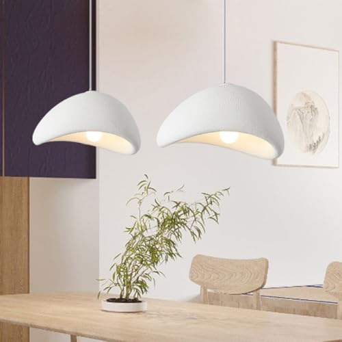 HEYUN Moderne Pendelleuchte Japanischer Wabi-Sabi-Stil E27 Weißer Kreativ Kronleuchter Esstisch Hängeleuchte Innenbeleuchtung Verstellbare Heimdekoration Für Esszimmer Küche Inselleuchte(B,30CM)