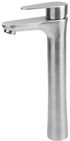 Minnhua Rubinettospazzolato Rubinetto Bagno Lavabo Alto Rubinetto per lavabo alto Rubinetto Lavabo Monocomando in Acciaio Inossidabile Miscelatore per Bagno Controllo Acqua Calda e Fredda