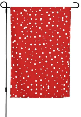 Rote und weiße gepunktete Flagge für Gartendekoration, niedliche Outdoor-Flagge, Outdoor-Flagge, doppelseitige Hofdekoration