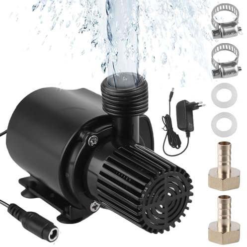 DC 12V Wasserpumpe 800L/H 5M, 15W Brushless Tauchwasserpumpe, Mini Aquarium Pumpe mit Drehzahlregelung, Amphibienpumpe Teichpumpe Pumpe für Solarbrunnen Teich Aquarium Wasserzirkulationssystem