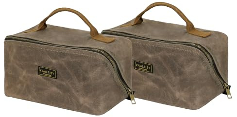 Canvas Werkzeugtasche, Zippered Tool Pouch mit Griff, 16 OZ gewachstem Segeltuch Werkzeug Storage Organizer | 2-Pack | 24 x 27 x 14cm (Geöffnet) - Grau