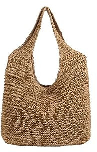 GBSONGJIN Korbtaschen Damen,Strohtaschen Damen Gemüsekorb Gras Tasche Rebe Tasche Handgemachte Gewebte Kräutertasche Schulter Hand Hair Bag(Khaki)