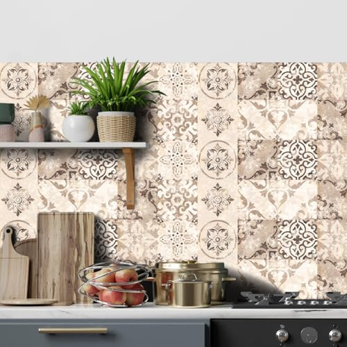 HORIWE Fliesenaufkleber Körnung Wandfliese Aufkleber 24 Stück 15x15 PVC Selbstklebende Fliesensticker Fliesen Tapete Wasserdicht Wandaufkleber für Küche,Bad,Schrank,Möbel,Tisch
