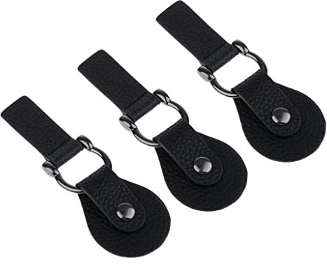 Knebelknöpfe aus Leder, Legierung, Haken für Dufflecoat, Jacke, Schwarz, 3 Stück