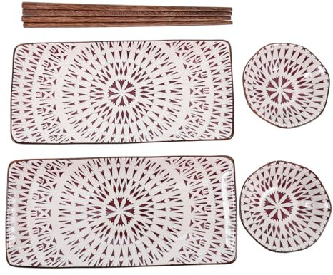 Hoement 2 set Piatto per Sushi con Piatti per Antipasti e Salse per Sushi e Snack Bacchette