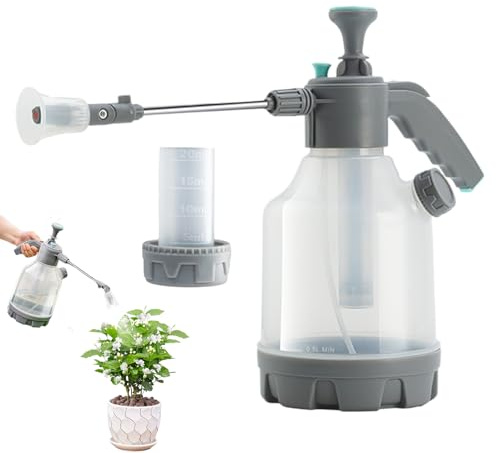 Spruzzatore da giardino portatile, 3 l, con pompa a mano, spruzzatore d'acqua con asta estesa, serbatoio con manico antiscivolo, ugello per tubo 'acqua, annaffiatoio per fertilizzare patio