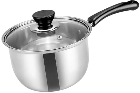 Petite Casserole à Lait en Acier Inoxydable Argenté, Poignée Unique