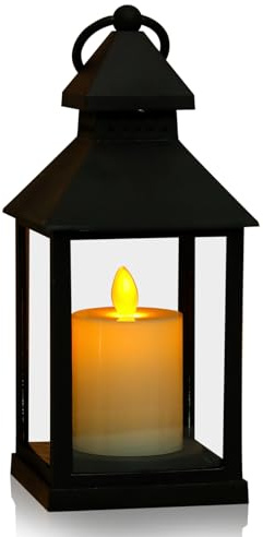 Grablaterne Friedhof Schwarz LED Kerzen Laternen Flackerlicht LED Kerzenlaterne Gartenlaternen Innen Outdoor Kerzenhalter Grablicht Grab Windlicht Grablampe Für Weihnachten Halloween Tischdeko (B)