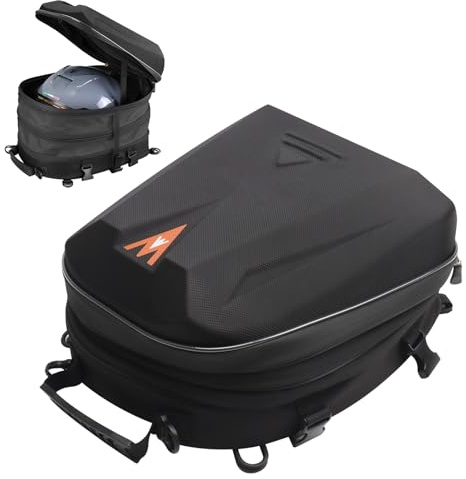 AFNCX Borsa posteriore per moto con guscio rigido ABS, tasca per casco impermeabile, borsa da viaggio per moto con copertura per casco con spazio di archiviazione espandibile 20L-28L