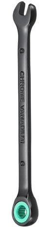 sourcing map Llave combinada de trinquete de 6 mm, métrica, 12 puntos, electroforesis CR-V, alargada, doble caja, llaves de trinquete de extremo abierto con 72 dientes y 5° de giro de grado industrial