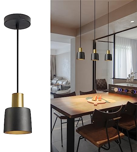 Aisilan LED Pendelleuchte Schwarz Gold Dimmbar Pendellampe Warmweiß 3000K CRI97 COB Höhenverstellbar Hängeleuchte Aluminium 9W für Esstisch Küche Schlafzimmer Innen Esstisch Flur