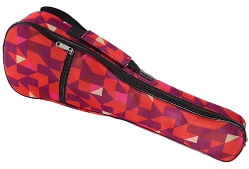 BESPORTBLE Funda Ukelele Acolchada de Tela Oxford Roja Diseño Geométrico, Bolsa Práctica y Conveniente para Ukelele Adecuado para Viaje y Uso en Casa