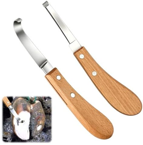 2Pcs Hufmesser Für Pferde,Hufmesser, Klauenmesser Schafe,Klauenschere Schafe,Hufkratzer,21.5cm Hufauskratzer Rechts-Und Linkeshänder,Pferde Mit Gebogenem Ergonomischem Griff,Für Rinder, Schafe, Pferde