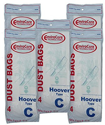 20 Hoover Type C Vacuum Bags for Convertible Upright, Bottom Fill Convertible, Lightweight, O/S Vacuum Cleaners, 1340, 1350, 1351, 13560, 1370, 1372, 13290, 1391, 2552, 2552B, 2650, 2651