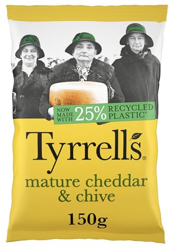Tyrrells Cotto A Mano Patatine Inglesi - Cheddar Maturo E Erba Cipollina (150g)