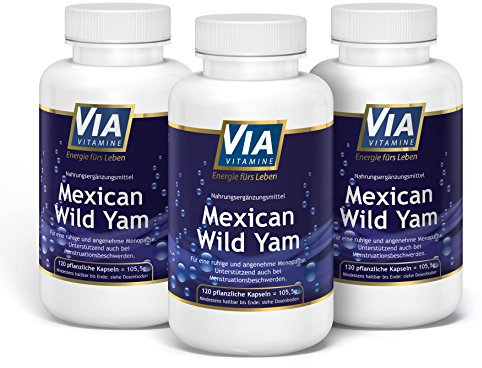 Mexican Wild Yam 3er Sparpack, 750mg/Kapsel, KEIN Extrakt, Premiumqualität aus Deutschland,120 vegane Kapseln