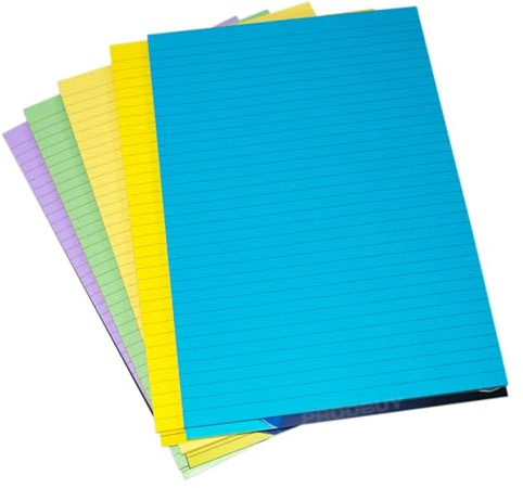 [Pack of 5] Visual Memory Aid A4 Assorted Colour 100 Page Paper Notepad Refill Memo Lined Writing Pads