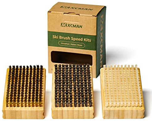 XCMAN Nordisk skidvaxborste med naturbokträ skidor och snowboard vaxborstar kit