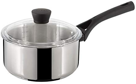 Pyrex Expert Casserole en Acier Inoxydable, Noir et Gris Casserole avec Couvercle 18 cm Noir/Gris
