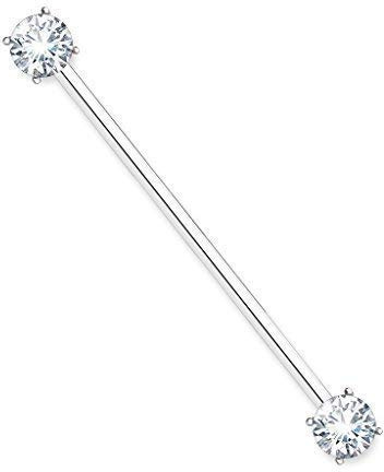 Tapsi´s Coolbodyart Industrial Piercing Barbell Chirurgenstahl Damen & Herren [Zirkonia] 38mm | Industrial Barbell | Barbell Piercing Ohr | Ohrpiercing Stab | CBABI54_C