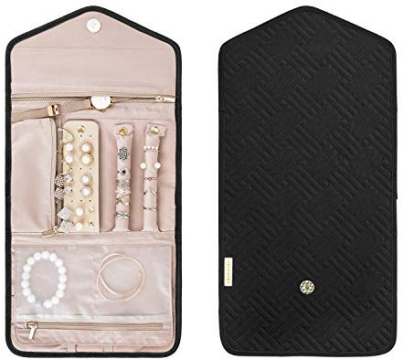 bagsmart Schmuck Organizer Tasche Reise Schmuckaufbewahrung für Ringe, Ohrringe, Halsketten, Uhren, Schwarz