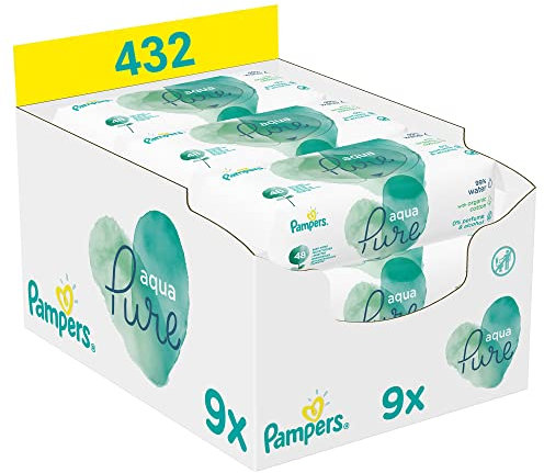 Pampers Aquapure Salviette Per Neonati 9 Imballaggio = 432 Salviette Per Neonati - 3720 Gr