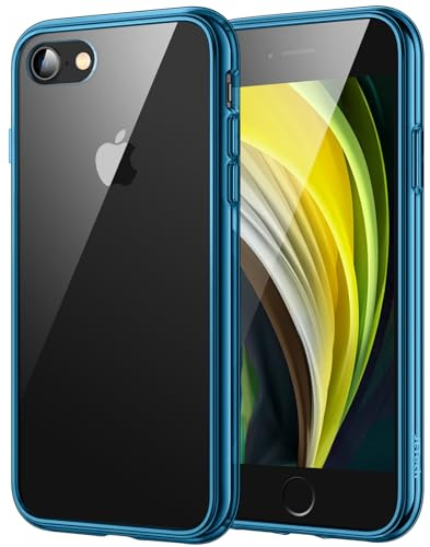 JETech Hülle für iPhone SE 3/2 (Modell 2022/2020), iPhone 8 und iPhone 7, Nie Vergilbung Handyhülle Stoßfest, Schutzhülle Anti-Kratzt Transparent Rückseite (Navy Blau)