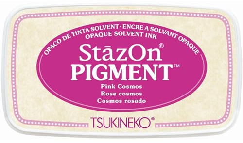 Tsukineko StazOn Pigmenttinte Stempelkissen - Rosa, Pink Cosmos - Groß - Deckend, Lufttrocknend, Wasserfest - Embossing