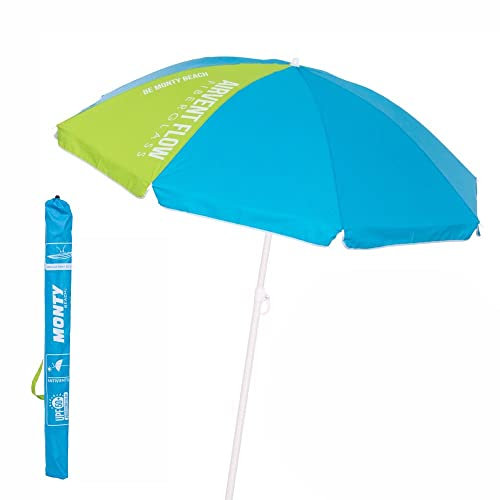 LOLAhome Sombrilla de Playa de 8 Varillas con protección Solar UPF+50 de Acero y Nylon Azul y Verde, de Ø 200 cm