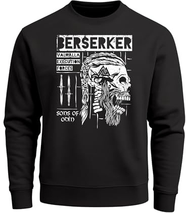 Neverless® Sweatshirt Herren Valhalla Berserker Odin Ragnar Lodbrok Sons of Odin Totenkopf Rundhals-Pullover