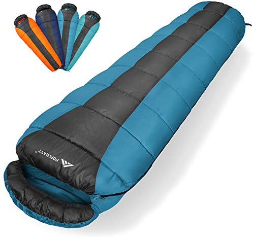 Forceatt Mummia Sacco a Pelo per 3 Stagioni (Estate, Primavera, Autunno) Clima Caldo e Freddo, Sacco a Pelo da Campeggio per Adulti e Bambini con Leggero, Impermeabile, Adatto per Lo Zaino in Spalla