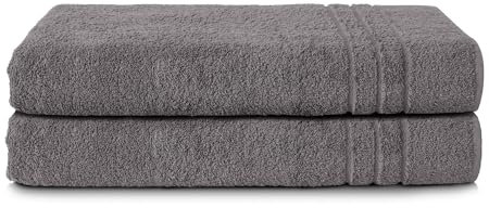 Komfortec 2er Saunatuch Set 80x200 cm aus 100% Baumwolle, XXL-Saunatücher, Sauna Handtuch, Weich, Groß, Frottee, Schnelltrocknend, Anthrazit Grau