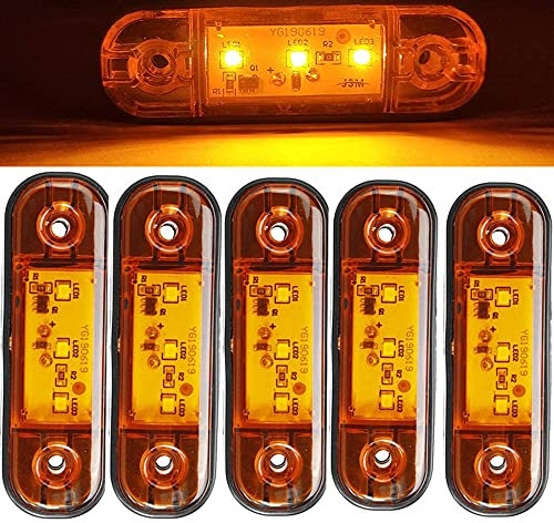 HULX Luz Lateral Trasera Delantera, 10 Piezas 3LED Luces de Posición del Coche Luces Indicadoras Laterales del Coche 12V 24V Luz Lateral Trasera Delantera (Amarillo)
